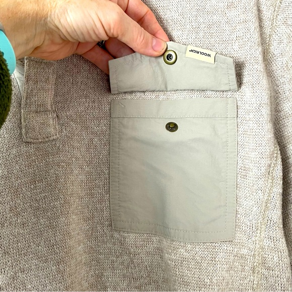 Woolrich Knit Fleece Sweatshirt V-Neck Cream Large - Picture 3 of 13